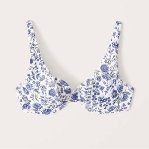 Abercrombie blue floral swimsuit set size S high leg cheeky bottoms and top